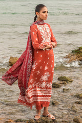 SAND STONE-3PC SATIN PRINTED SUIT