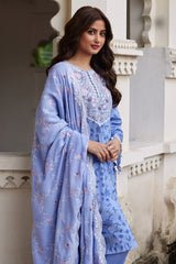 COSMIC SKY-3PC LINEN PRINTED SUIT