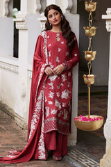 SCARLET SAGE-3PC LINEN EMBROIDERED SUIT