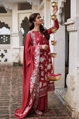 SCARLET SAGE-3PC LINEN EMBROIDERED SUIT