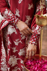 SCARLET SAGE-3PC LINEN EMBROIDERED SUIT