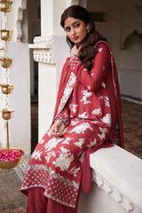 SCARLET SAGE-3PC LINEN EMBROIDERED SUIT