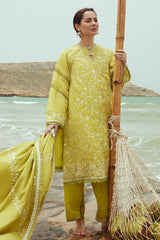 OLIVE TWINE-3PC SATIN EMBROIDERED SUIT
