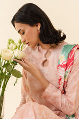 PEACH SORBET-3 PIECE PRINTED LAWN SUIT