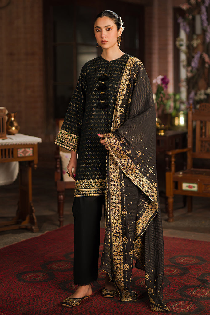 AURIC GILD-3 PIECE EMBROIDERED JACQUARD SUIT