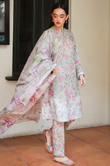 OLIVE AURA-3 PIECE PRINTED LAWN SUIT