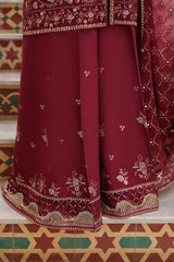 CRIMSON CASCADE-3PC CHIFFON EMBROIDERED PRET