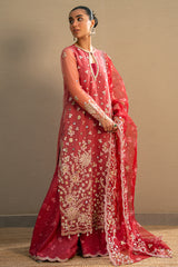 CRIMSON FIRE-3PC ORGANZA EMBROIDERED PRET