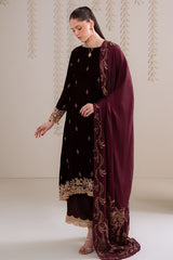 ROYAL PLUM-3PC VELVET EMBROIDERED SUIT