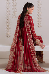 VERMILION BERRY-4PC CHIFFON EMBROIDERED SUIT