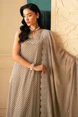 FEATHER GREY-4 PIECE EMBROIDERED CHIFFON SUIT