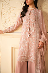 ROSY MIST-4 PIECE EMBROIDERED CHIFFON SUIT