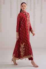VERMILION BERRY-4PC CHIFFON EMBROIDERED SUIT