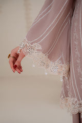BURNT SAND-3PC SILK EMBROIDERED SUIT