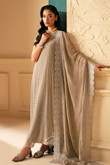 FEATHER GREY-4 PIECE EMBROIDERED CHIFFON SUIT