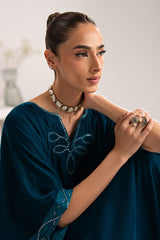 STARDUST DRAPE EMBROIDERED VELVET SHIRT