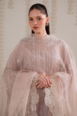 BURNT SAND-3PC SILK EMBROIDERED SUIT