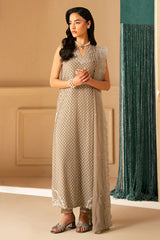 FEATHER GREY-4 PIECE EMBROIDERED CHIFFON SUIT