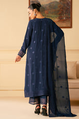 INDIGO BLUE-4 PIECE EMBROIDERED CHIFFON SUIT