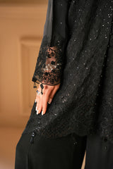 RAVEN HAZE-4 PIECE EMBROIDERED ORGANZA SUIT