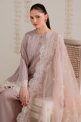 BURNT SAND-3PC SILK EMBROIDERED SUIT