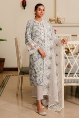 LAVENDER STRETCH-3 PIECE EMBROIDERED LAWN SUIT