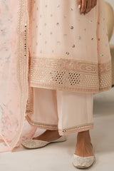 PINK HUE-4 PIECE EMBROIDERED CHIFFON SUIT