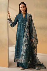 MIDNIGHT BLOOM-3 PIECE EMBROIDERED LAWN SUIT