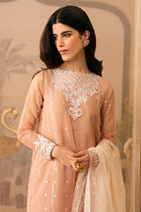 CORAL CASCADE-4 PIECE EMBROIDERED ORGANZA SUIT