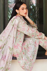 OLIVE AURA-3 PIECE PRINTED LAWN SUIT