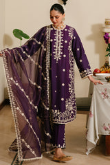 PLUM GRAIN-3 PIECE EMBROIDERED LAWN SUIT