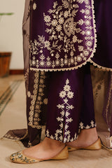 PLUM GRAIN-3 PIECE EMBROIDERED LAWN SUIT