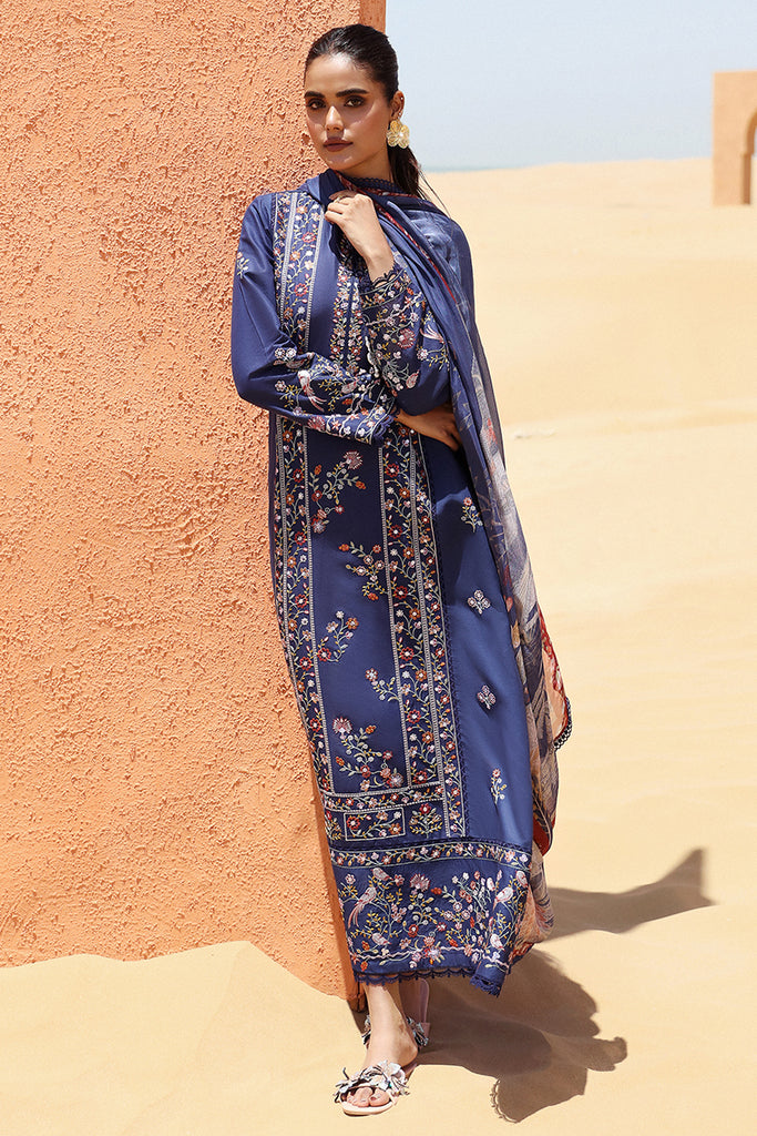 SAPPHIRE BLUE-3 PIECE EMBROIDERED LAWN SUIT