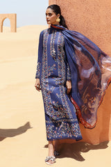 SAPPHIRE BLUE-STITCH 3PC: LAWN EMBROIDERED SUIT