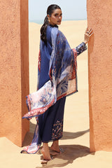 SAPPHIRE BLUE-STITCH 3PC: LAWN EMBROIDERED SUIT