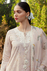 SILVER PEONY-3 PIECE LAWN PRINTED SUIT
