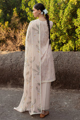 SILVER PEONY-3 PIECE LAWN PRINTED SUIT
