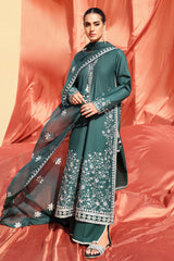 PINE CERULEAN-3 PIECE EMBROIDERED LAWN SUIT