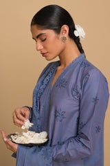 BLUE FERN-3 PIECE CHIKANKARI SUIT