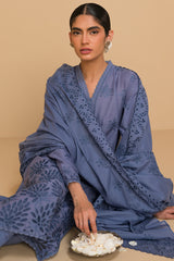 BLUE FERN-3 PIECE CHIKANKARI SUIT