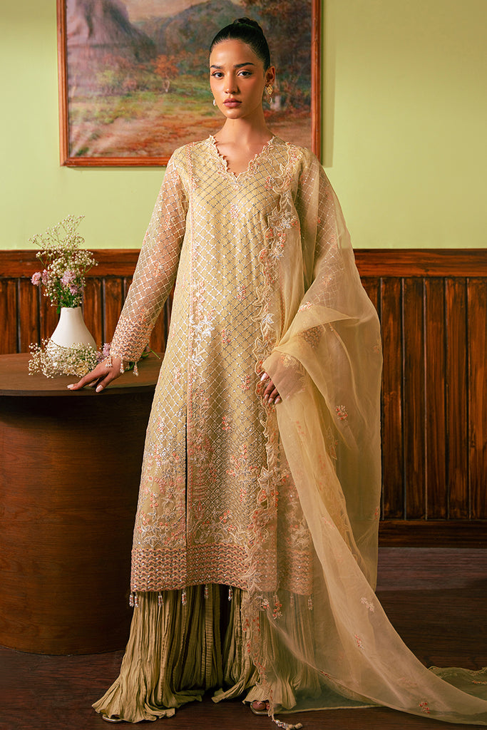 CANARY BUTTER-4 PIECE EMBROIDERED ORGANZA SUIT CANARY BUTTER-4 PIECE EMBROIDERED ORGANZA SUIT