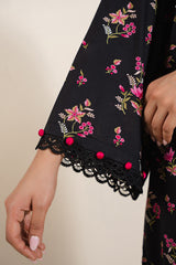 MIDNIGHT BLOOM-3 PC (SHIRT, TROUSER & DUPATTA)