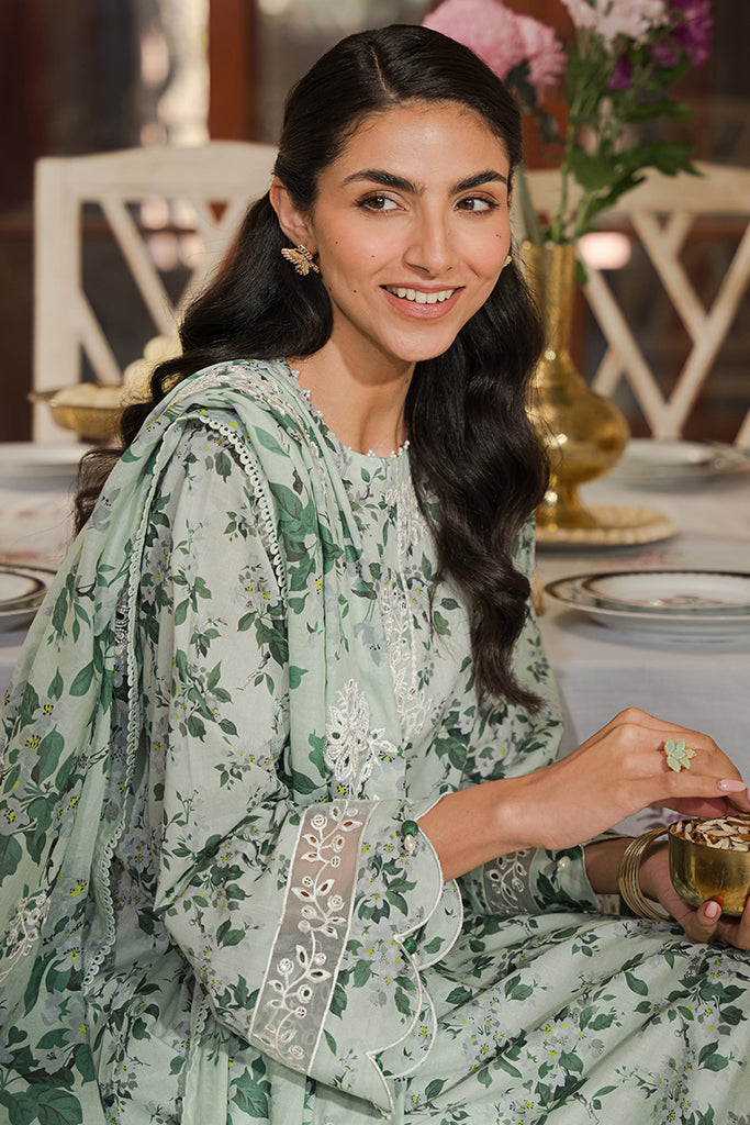 Cross Stitch Unstitched Embroidered Premium Lawn 3 Piece Suit CS26UCPL D20 SAGE GREEN - Eid Collection main image 1