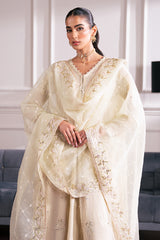 SEA MIST-4 PC EMBROIDERED CHIFFON SUIT