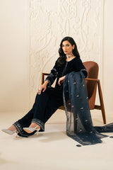 SAPPHIRE WHISPER-3PC VELVET EMBROIDERED PRET