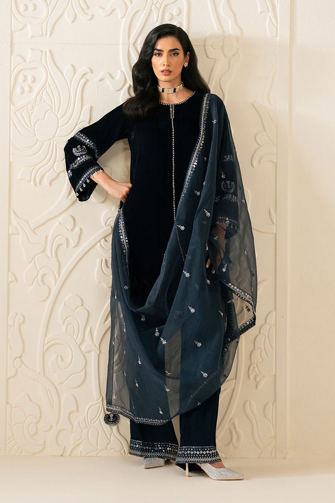 SAPPHIRE WHISPER-3PC VELVET EMBROIDERED PRET