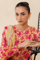 MISTED YELLOW-3 PIECE PRINTED LAWN SUIT