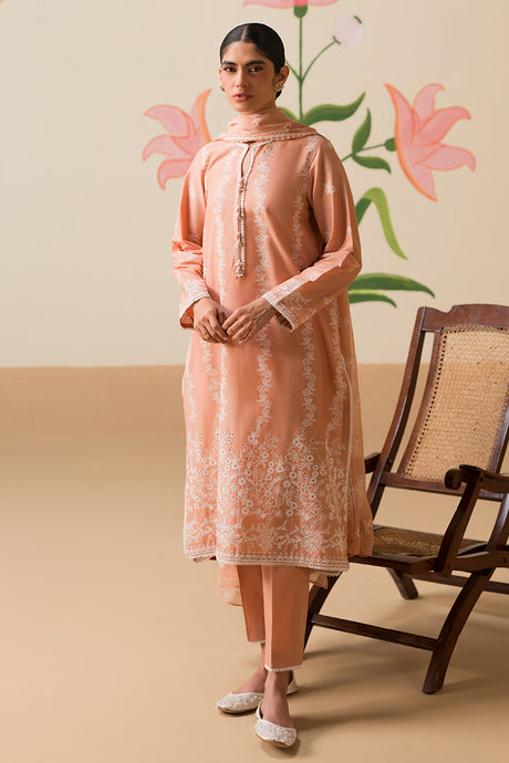 Overcoat Chikankari Midi Rani Pink - OCMD01