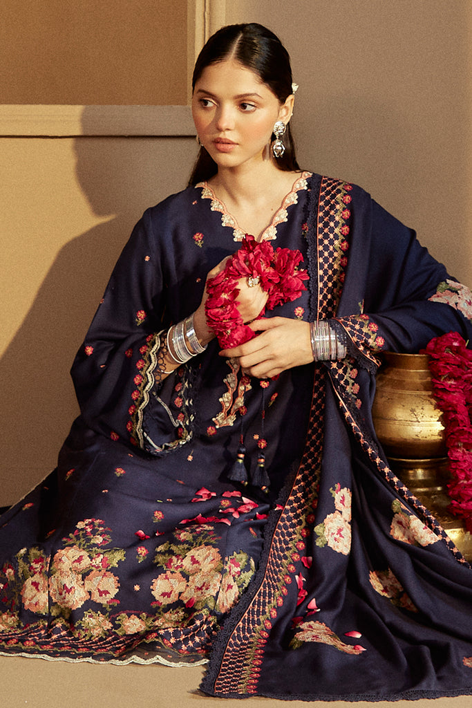 Cross Stitch Unstitched RTS Marina Embroidered Suits 3 Piece CS25MW D-07 Fuchsia Thread - Winter Collection main image 1