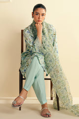 DUSTY AQUA-2 PC (SHIRT & DUPATTA)